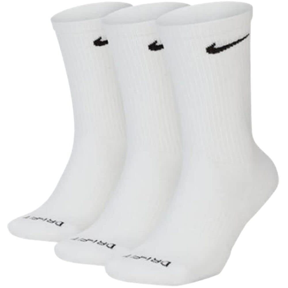 Nike Everyday Plus Cushion Crew Sock (3 Pair) (White, Large)