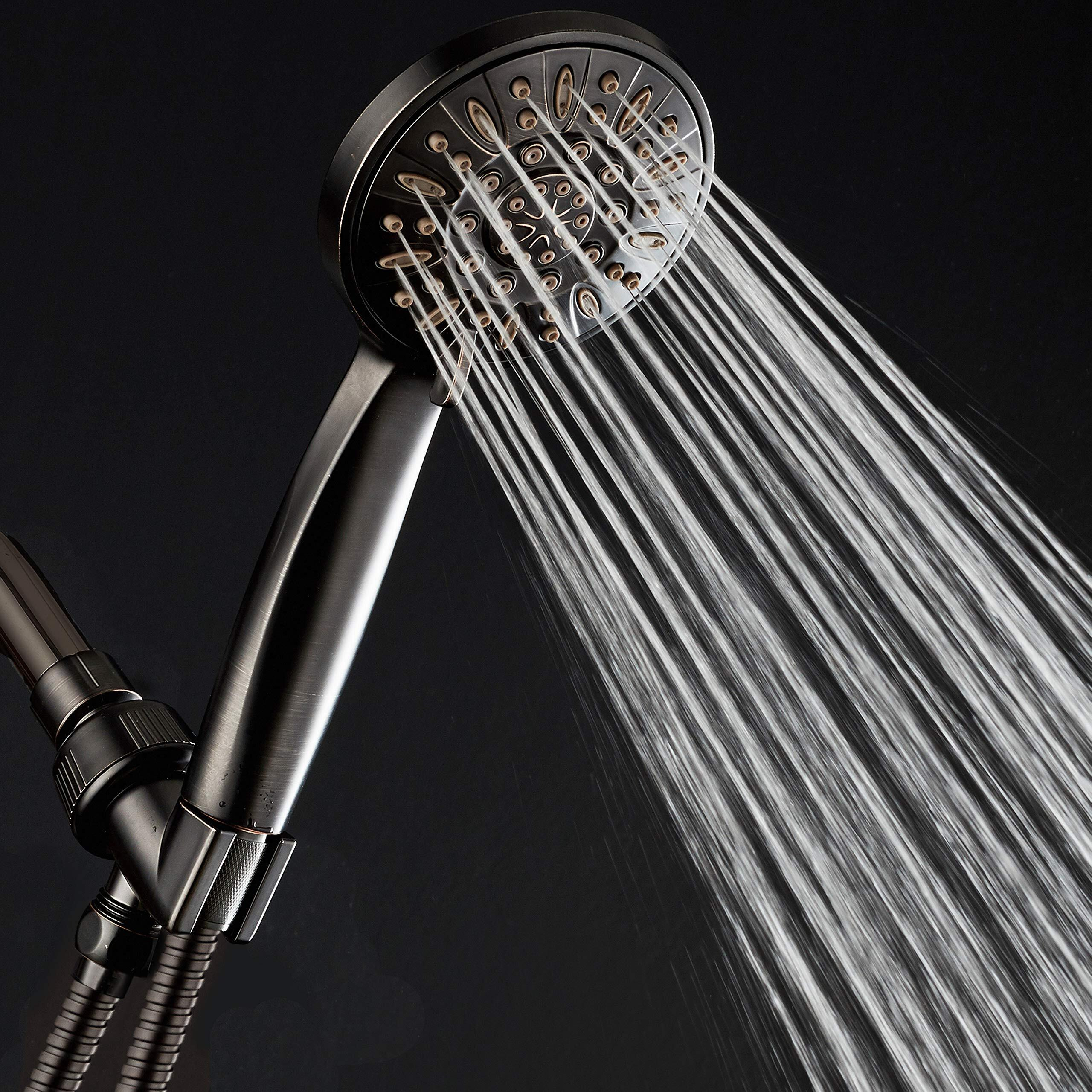 Aquadance High Pressure 6-Setting Oil Rubbed Bronze 4"" Handheld Shower With Hose For The Ultimate Shower Experience Officially Independently Tested To Meet Strict Us Quality & Performance Standards