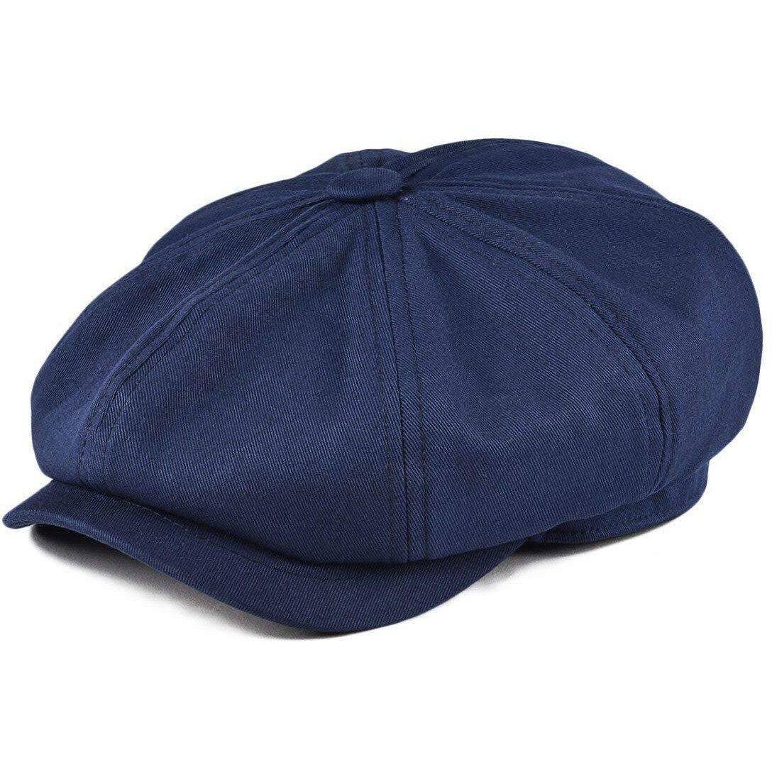 Botvela Men's Newsboy Flat Cap 100% Cotton Gatsby Ivy Golf Cabbie Hat (Navy Blue, 7 7/8)