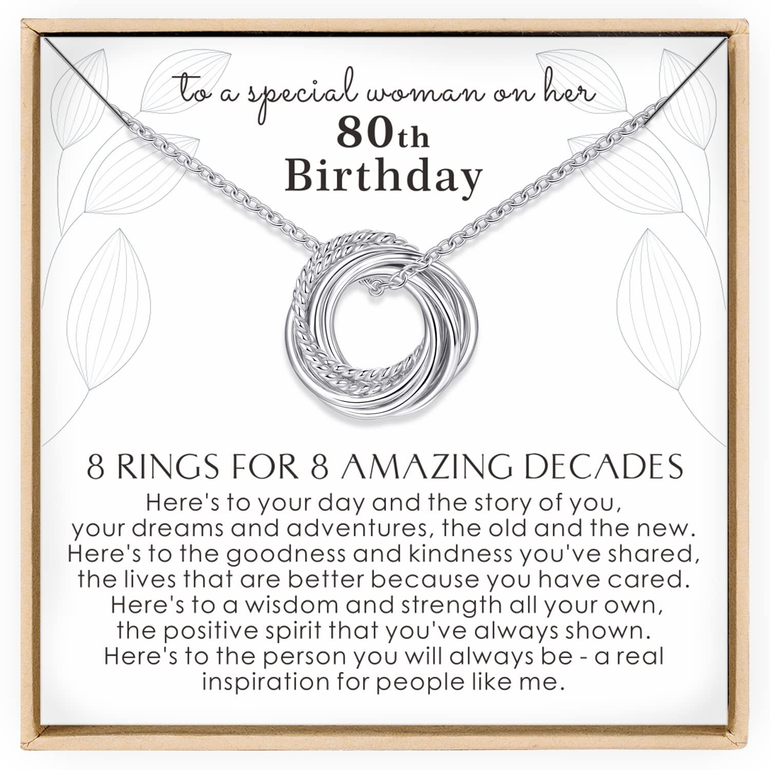 Annamate 80Th Birthday Gifts For Women 925 Sterling Silver 8 Circles Necklace For Her Eight Decade Jewelry 80 Years Old Birthday Gift