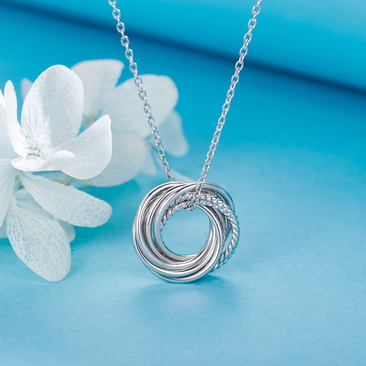 Annamate 80Th Birthday Gifts For Women 925 Sterling Silver 8 Circles Necklace For Her Eight Decade Jewelry 80 Years Old Birthday Gift
