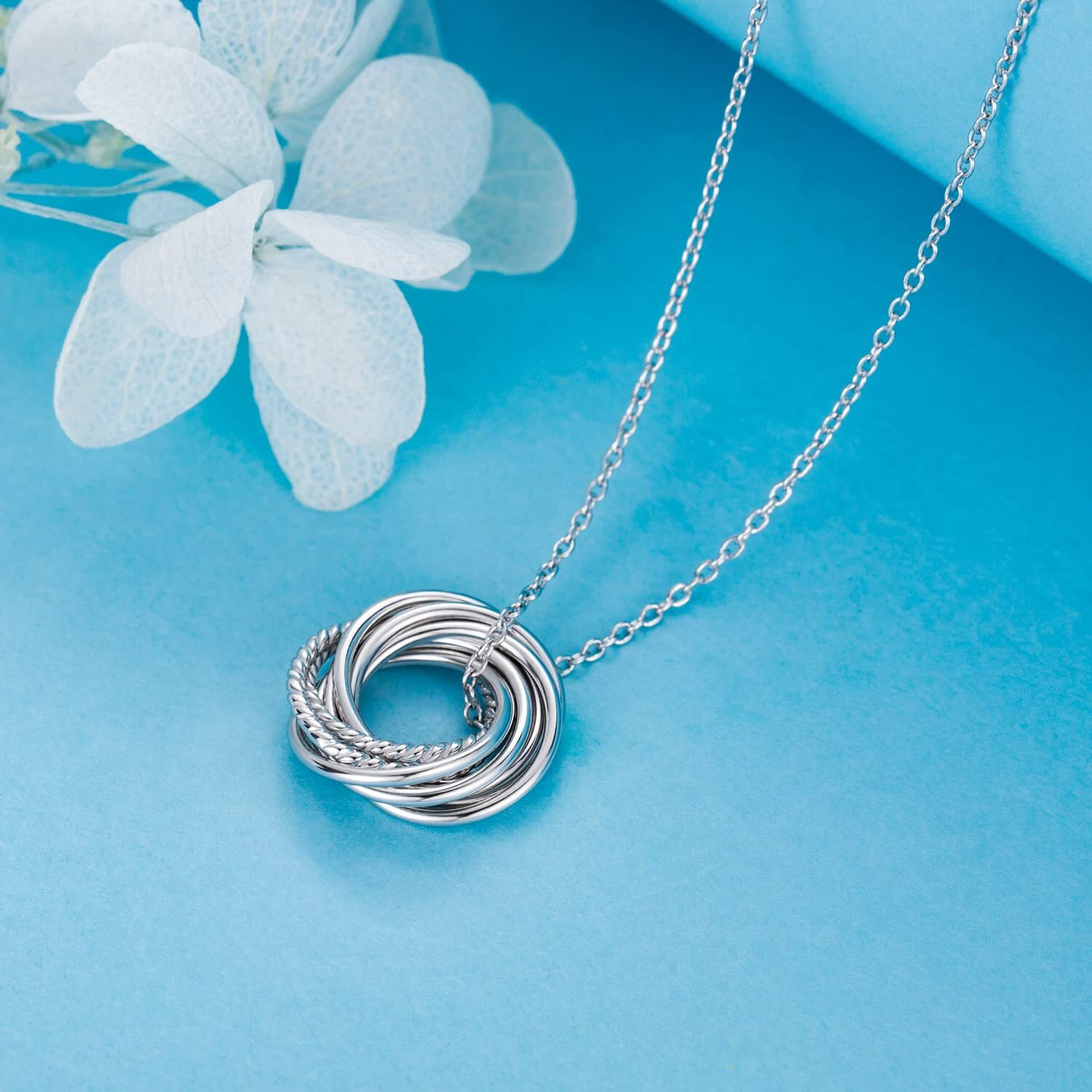 Annamate 80Th Birthday Gifts For Women 925 Sterling Silver 8 Circles Necklace For Her Eight Decade Jewelry 80 Years Old Birthday Gift