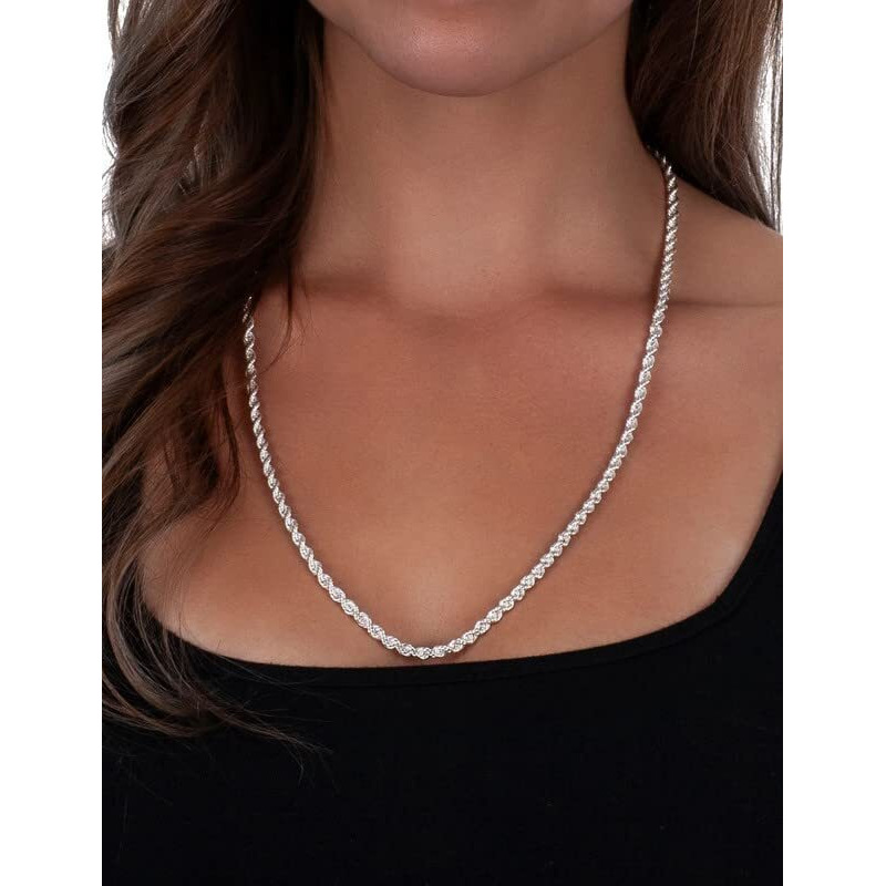 Asdull 925 Sterling Silver Clasp 5Mm Silver Rope Chain Necklace For Men Silver Link Chain For Women 24 Inches