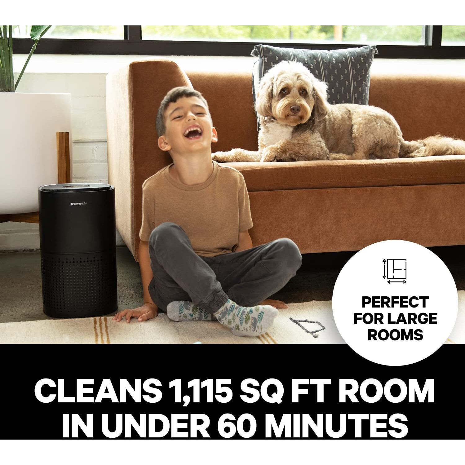 Puroair Hepa 14 Air Purifier For Home Large Room - Covers 1,115 Sq Ft - Hospital-Grade Air Filter - Air Purifier For Allergies And Pets - Filters 99.99% Of Pet Dander, Smoke, Allergens, Dust, Odors, Mold
