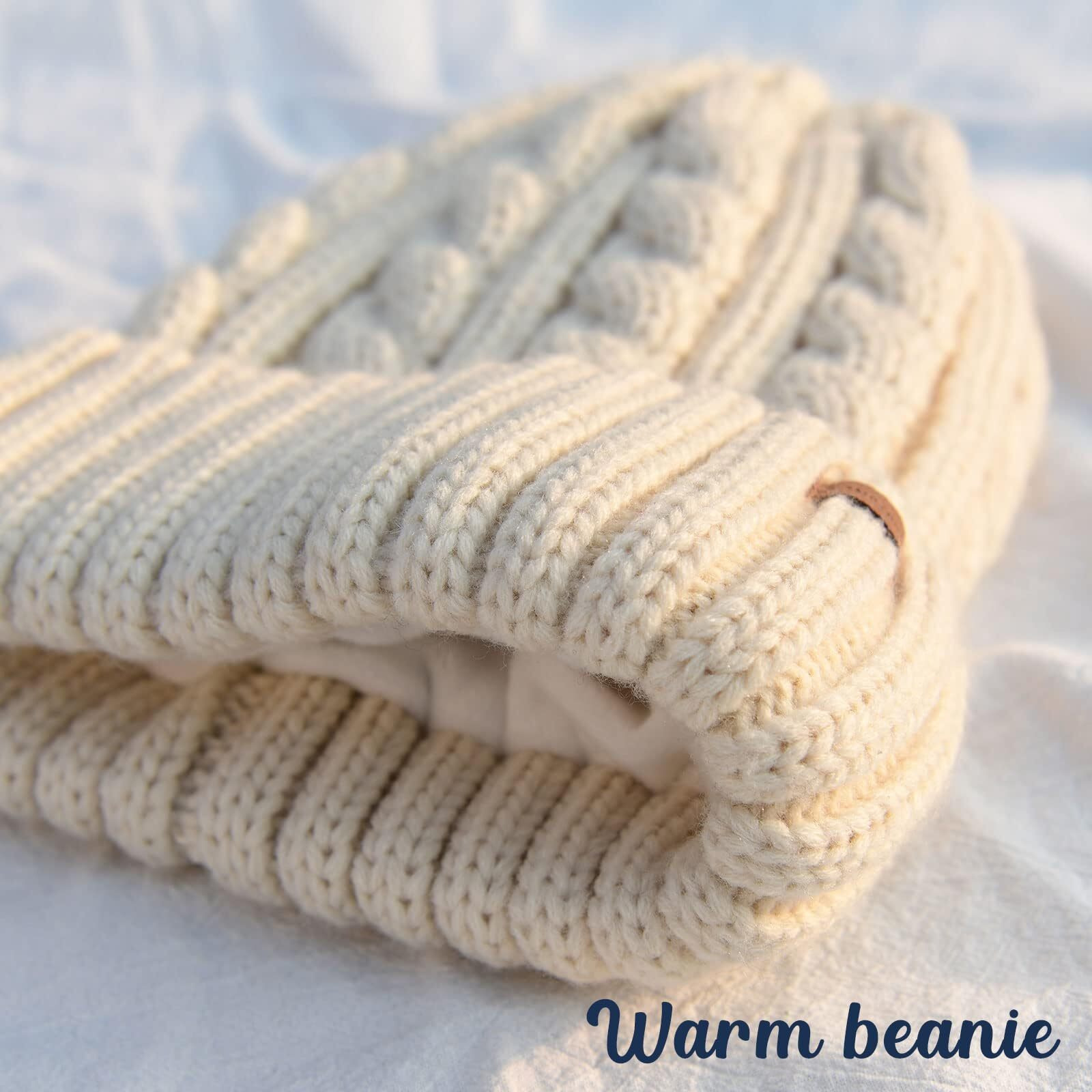Camptrace Beanies Women Winter Hats For Women Fleece Lined Cable Knit Hat Warm Winter Snow Ski Skull Cap
