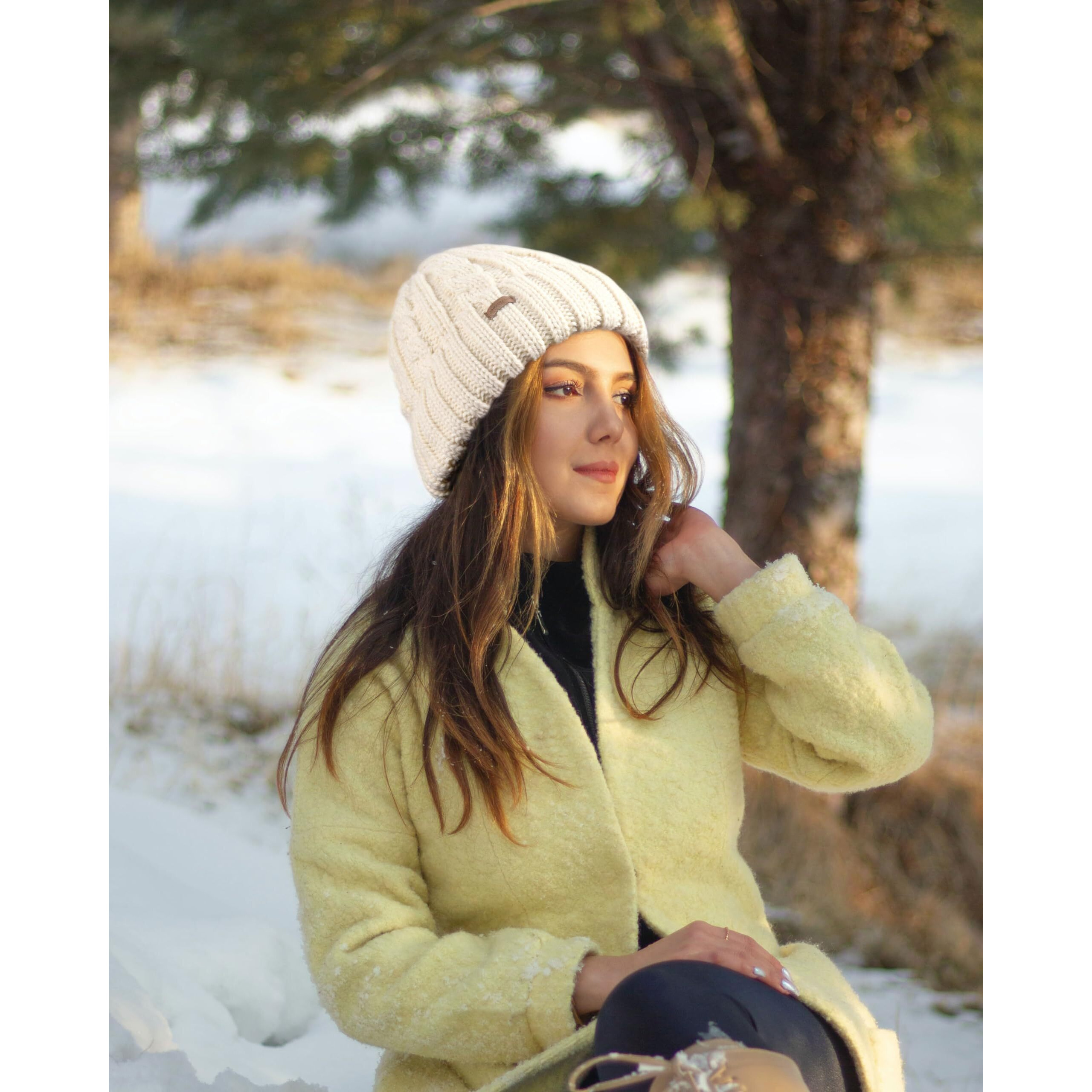 Camptrace Beanies Women Winter Hats For Women Fleece Lined Cable Knit Hat Warm Winter Snow Ski Skull Cap