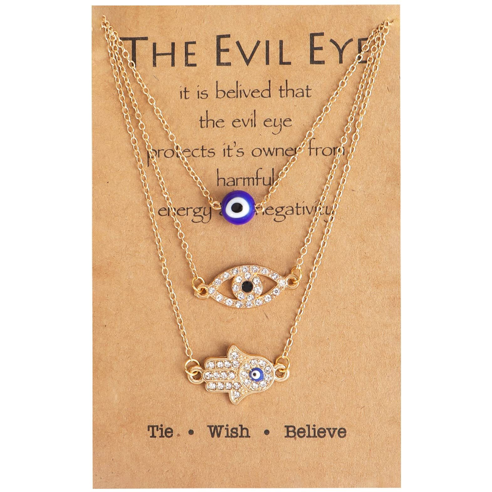 Long Tiantian Evil Eye Necklace For Women Men Protection Necklace Leather Rope Glass Evil Eye Pendant Neckace Inspirational Jewelry Trendy Stuff Gifts Stocking Stuffers