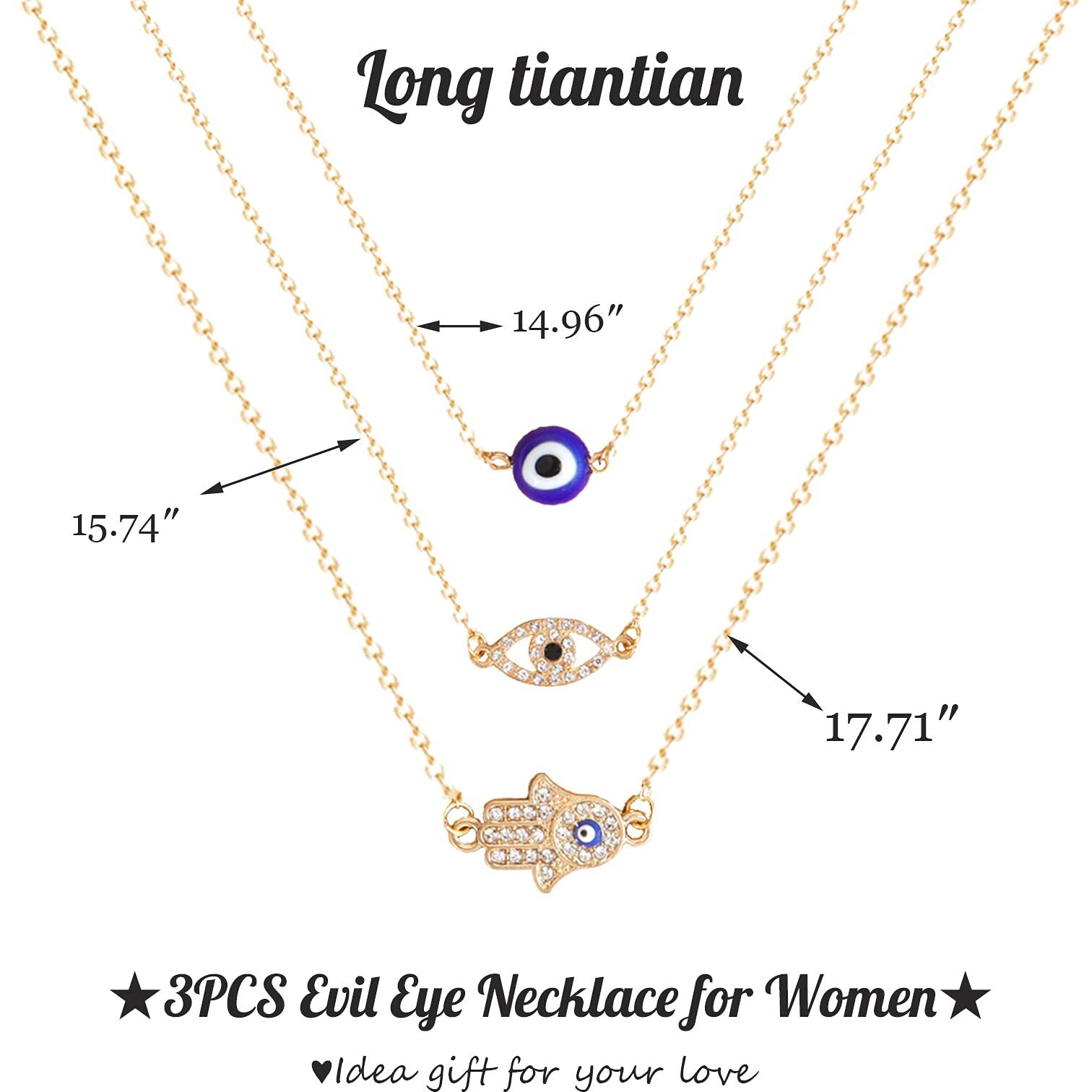 Long Tiantian Evil Eye Necklace For Women Men Protection Necklace Leather Rope Glass Evil Eye Pendant Neckace Inspirational Jewelry Trendy Stuff Gifts Stocking Stuffers