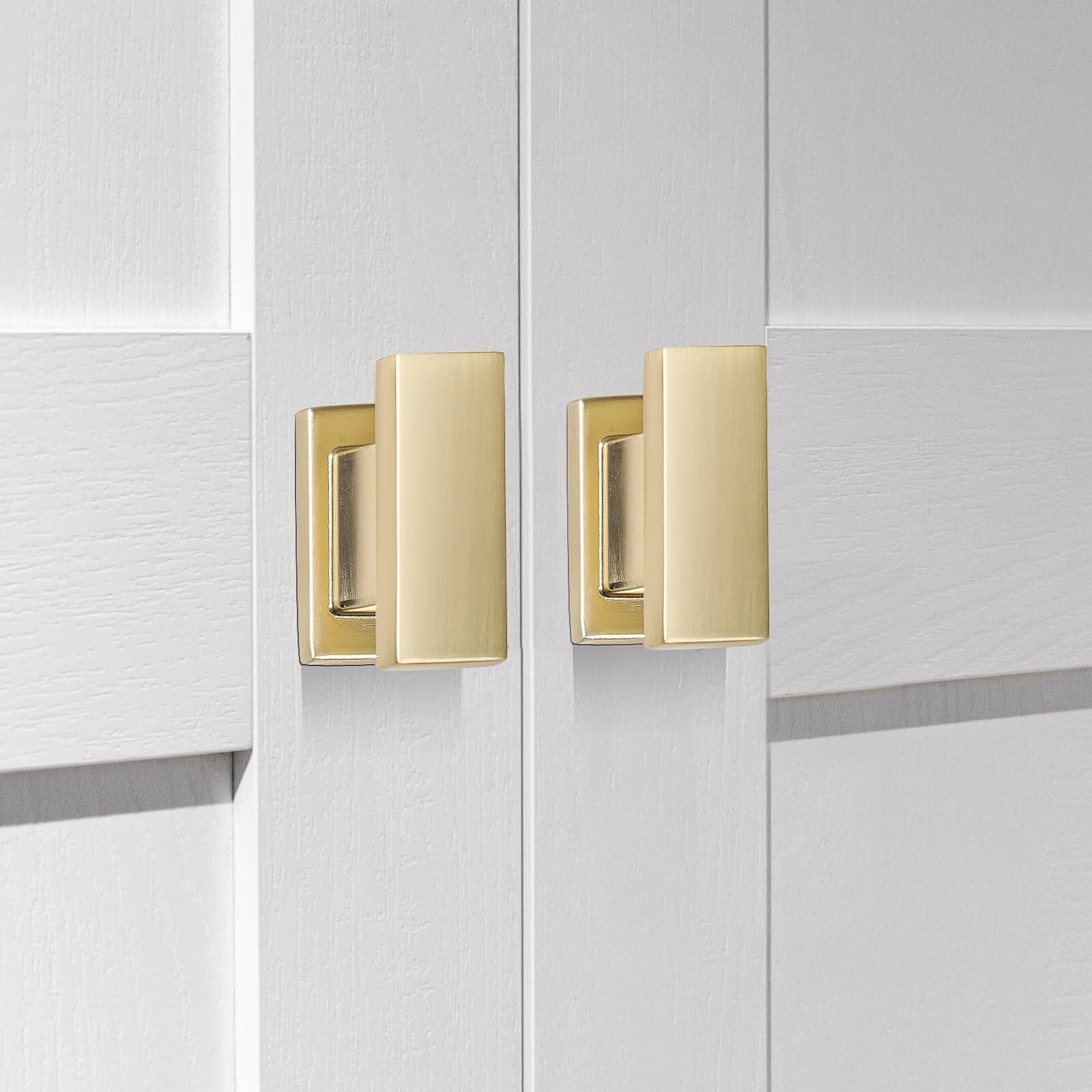 Vehcil Square Cabinet Knobs,20 Pack Single Hole Brushed Brass Cabinet Handles Hardware For Kitchen Cupboard Closet Bathroom Dresser Drawer,Solid Zinc Alloy