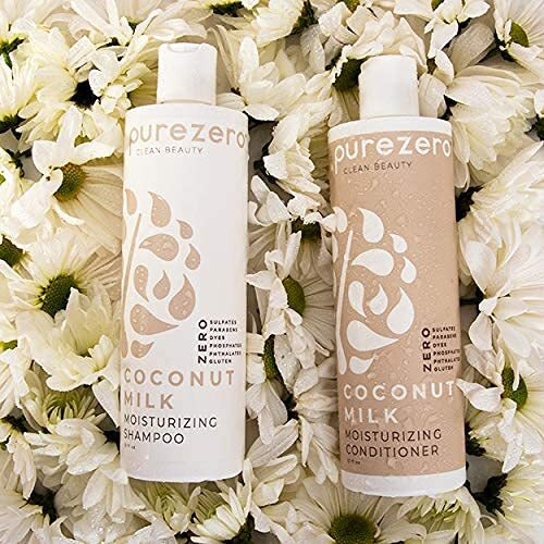Purezero Coconut Milk Shampoo & Conditioner Set - Intense Hydration & Increase Shine - Fight Dandruff & Frizz - Zero Sulfates, Parabens, Dyes - 100% Vegan & Cruelty Free - Great For Color Treated Hair