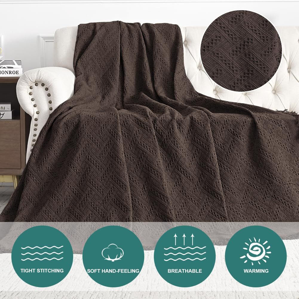 Mysky Home Chocolate Sofa Covers For 3 Cushion Couch Geometrical Couch Cover Living Room Sofa Throws Sofa Slipcovers For Pets, Kids (Xx-Large, 91 "" X 134 "", Chocolate)