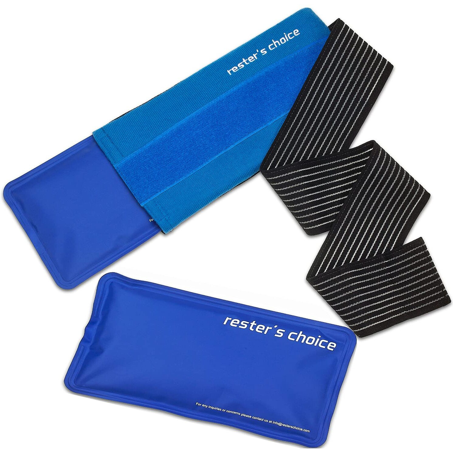 Rester's Choice Gel Cold & Hot Packs (2 Ice Packs) 5X9 In With 1 Adjustable Wrap. Reusable Warm Or Ice Packs For Injuries, Hip, Shoulder, Knee, Back Pain