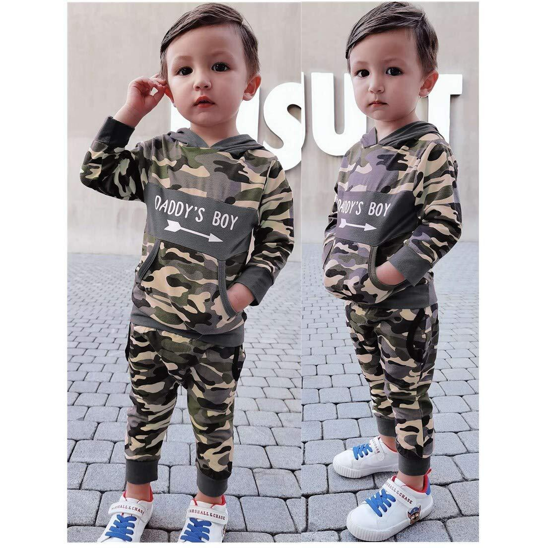 12-18 Month Baby Boy Clothes Fall Infant Camo Outfit Cute Graphic Hoodie Camoflage Pant Winter Clothing Sweat Suit Set 1 Year Old Boy Outfit