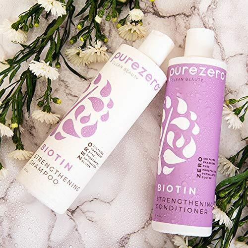 Purezero Biotin Shampoo & Conditioner Set - Anti Thinning Formula - Volumizing, Thicker, Fuller Hair - Zero Sulfates, Parabens, Dyes, Gluten - 100% Vegan & Cruelty Free - Great For Color Treated Hair