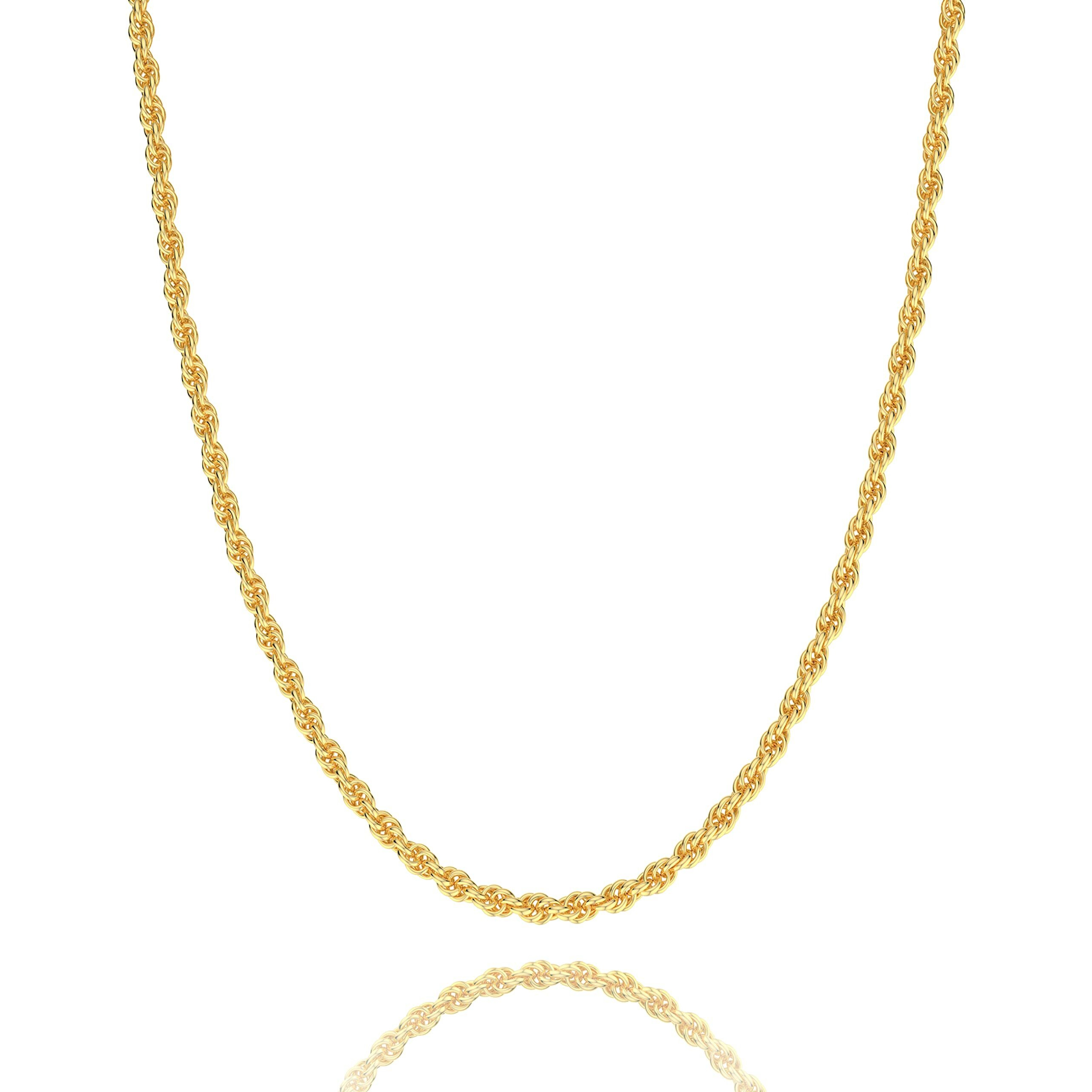 Waitsoul 925 Sterling Silver Rope Chain Lobster Clasp 2Mm 18K Gold Chain Necklace For Men Women Necklace Chain 22 Inch