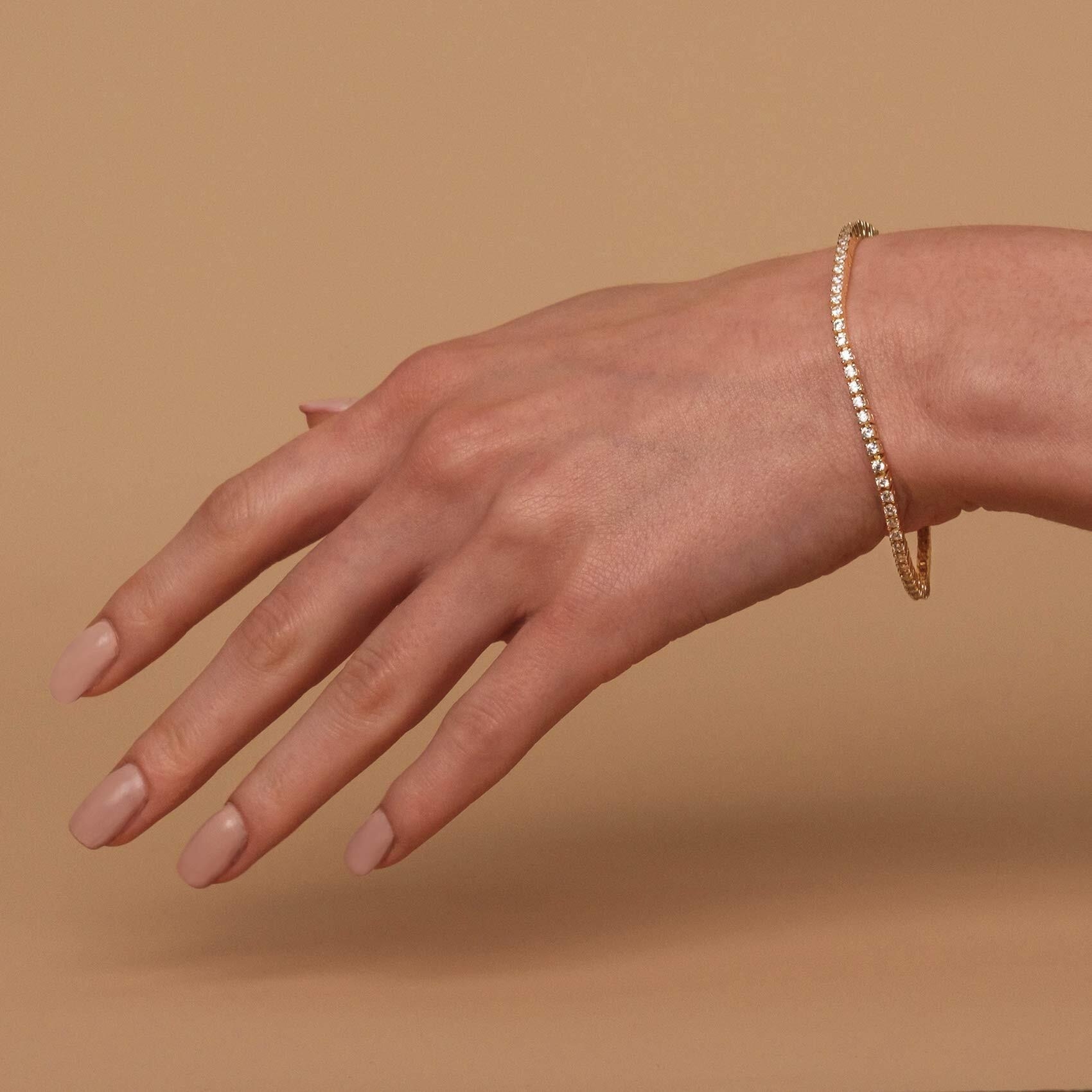 Pavoi 14K Gold Plated Cubic Zirconia Classic Tennis Bracelet | Yellow Gold Bracelets For Women | 7.5 Inches