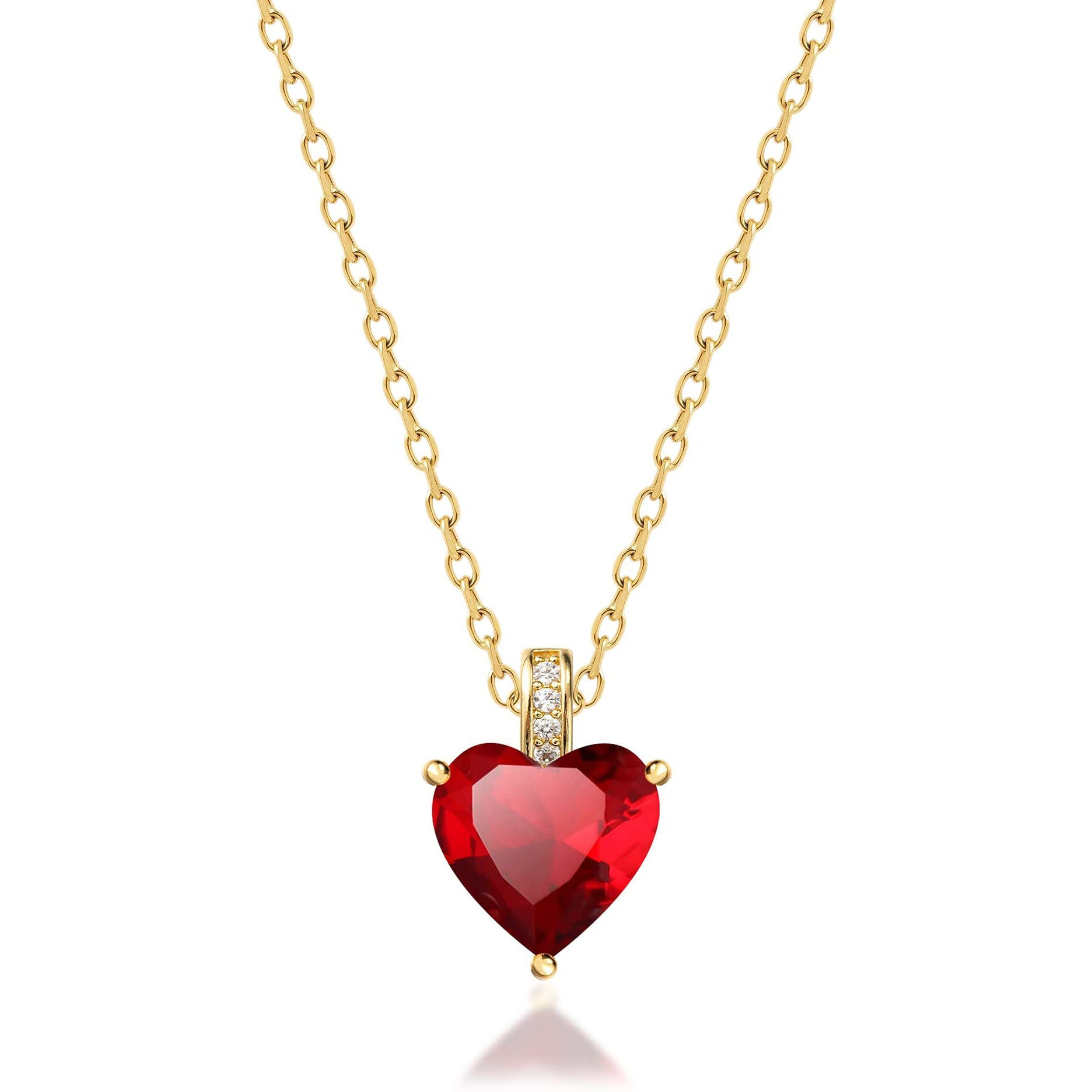 July Birthstone Jewelry For Women, Ruby Necklace, July Birthstone Necklace, Ruby Necklace For Women, Heart Necklace, July Birthday Gifts For Women, Heart Necklace For Girls, Birthstone Necklace For Women, Birthstone Necklaces For Girls, Love Necklace, Ruby Jewelry For Women, Personalized Necklace For Girls, Tween Teen Necklaces For Girls, Girls Necklaces In Girls Jewelry