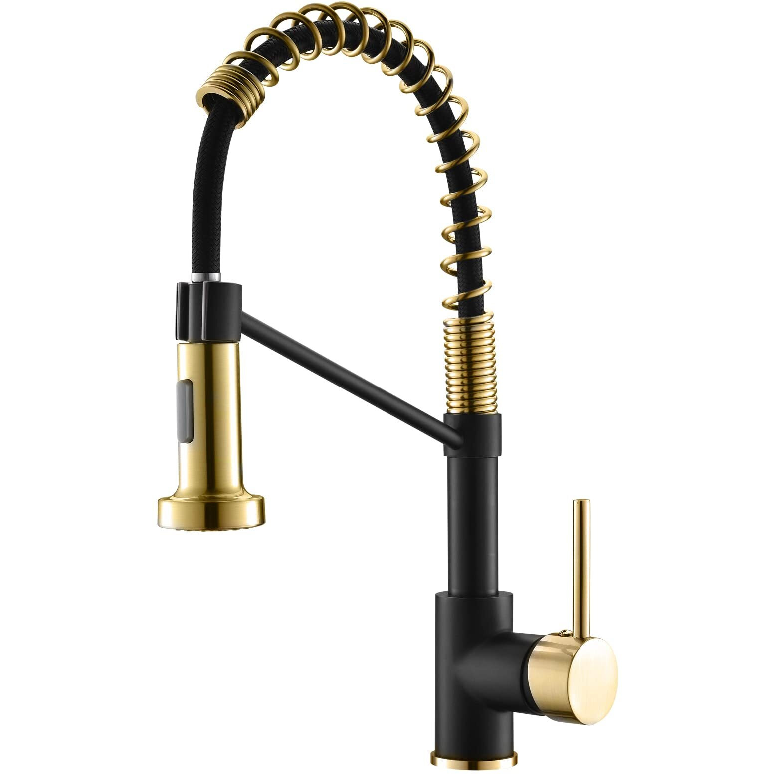 Aimadi Black Faucet Kitchen,Commercial Black Gold Kitchen Faucet Matte Black Modern Single Handle Kitchen Faucet With Pull Down Sprayer For Rv Farmhouse Camper