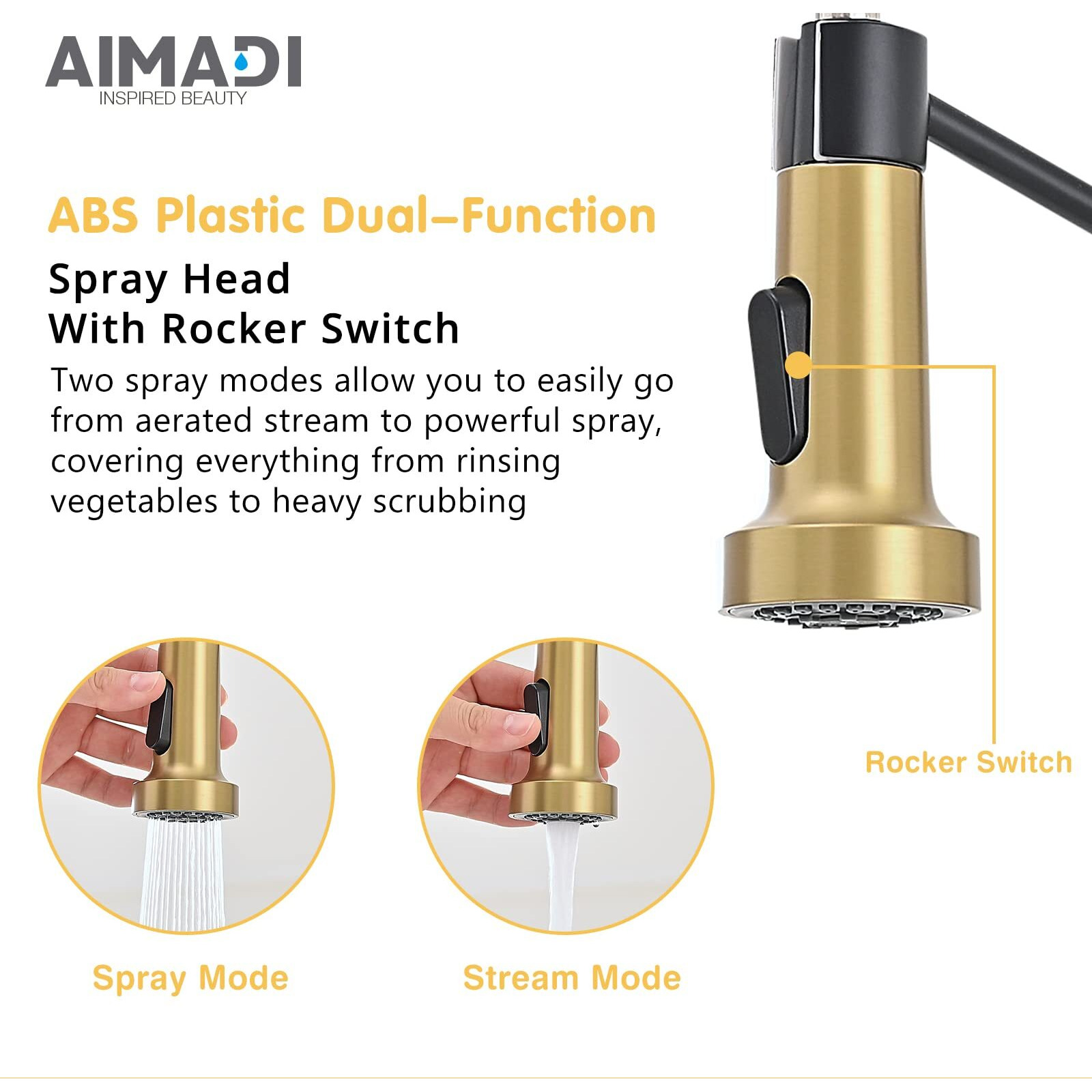 Aimadi Black Faucet Kitchen,Commercial Black Gold Kitchen Faucet Matte Black Modern Single Handle Kitchen Faucet With Pull Down Sprayer For Rv Farmhouse Camper