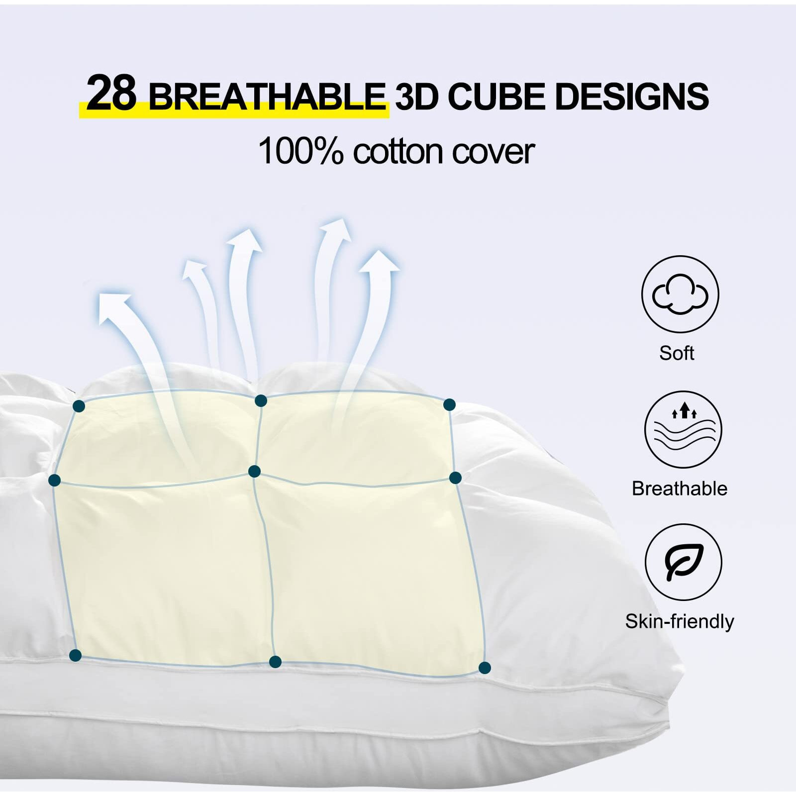 Your Moon Soft Pillows King Size For Sleeping, Support Bed Pillows, Fluffy Down Alternative Pillow, Luxury Hotel Gel King Pillows For Side Sleeping (White)