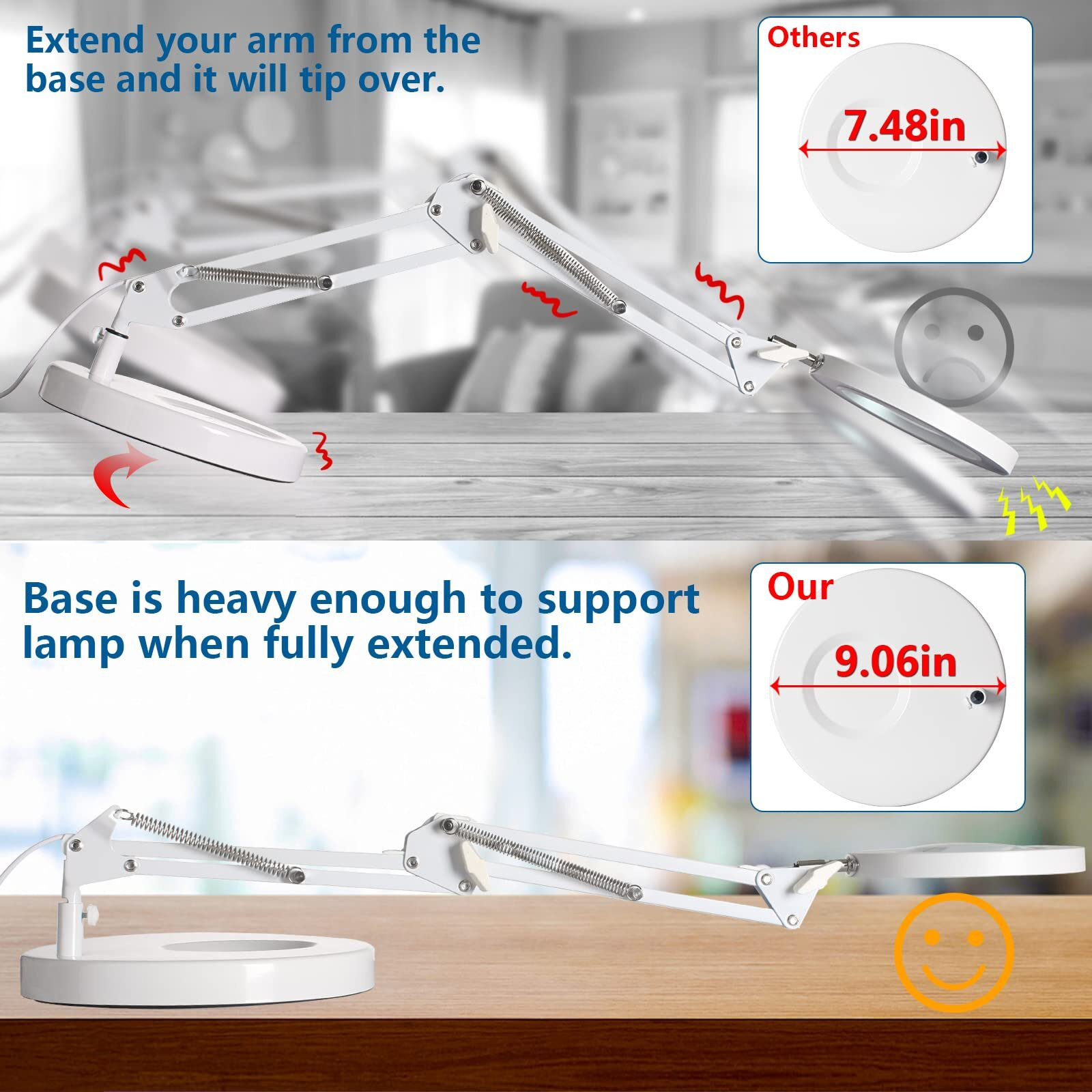 Hitti 10X Magnifying Glass With Light, 1,800 Lumens Stepless Dimmable, 3 Color Modes, 4.2 Real Glass Lens Led Magnifying Desk Lamp & Clamp