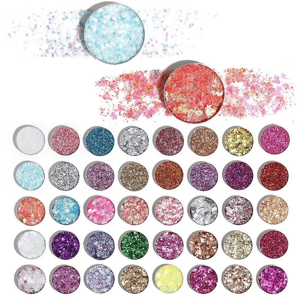 Evpct Cakaila 40 Colors Glitter Sparkle Eyeshadow Makeup Palette Pallets For Women Girls Black White Glitter Chunky Eyeshadow Pressed Powder Pink Shimmer Glue Gel Eyeshadow Sombras De Ojos Profesional