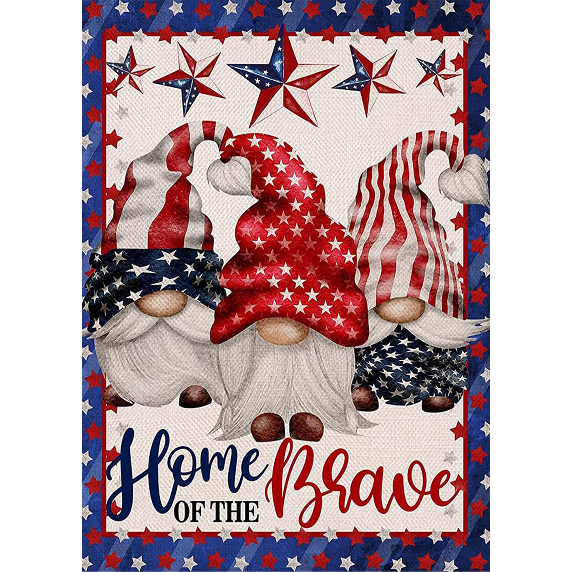 Jatok Patriotic Usa Flag 5D Diamond Painting Kits For Adults Full Round Drill Gnome Crystal Rhinestone Embroidery Pictures Arts Paint By Number Kits Diamond Art Kits For Home Wall Decor 11.8X15.7In