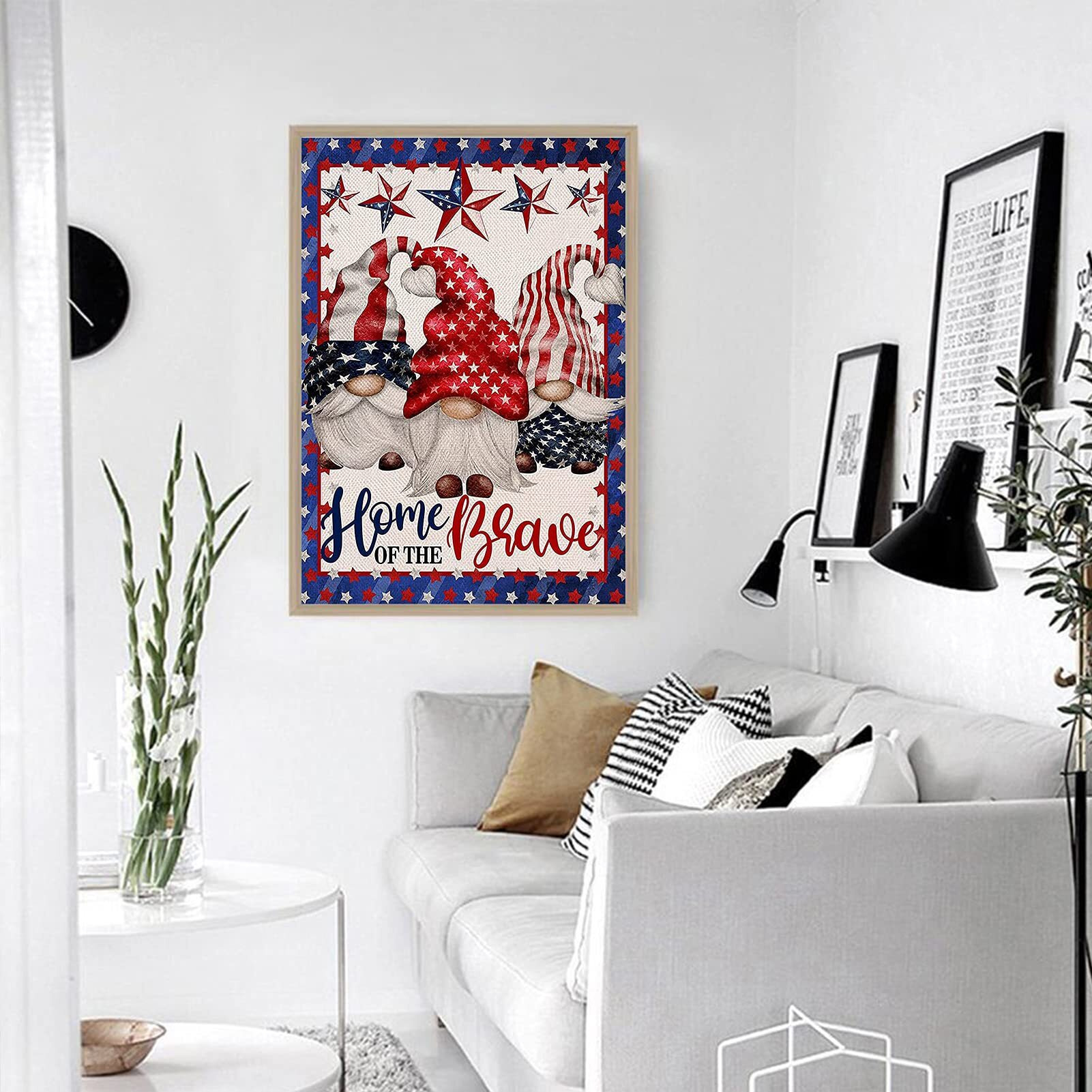 Jatok Patriotic Usa Flag 5D Diamond Painting Kits For Adults Full Round Drill Gnome Crystal Rhinestone Embroidery Pictures Arts Paint By Number Kits Diamond Art Kits For Home Wall Decor 11.8X15.7In