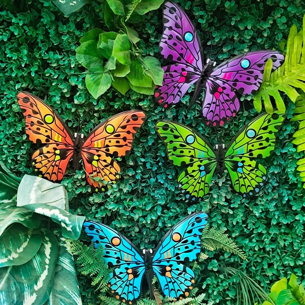 Metal Butterfly Wall Decor - 9.5"" Outdoor Fence Wall Art Decor, Hanging For Garden Yard Living Room Bedroom Patio Balcony,Gift For Family Friends(4 Pack)