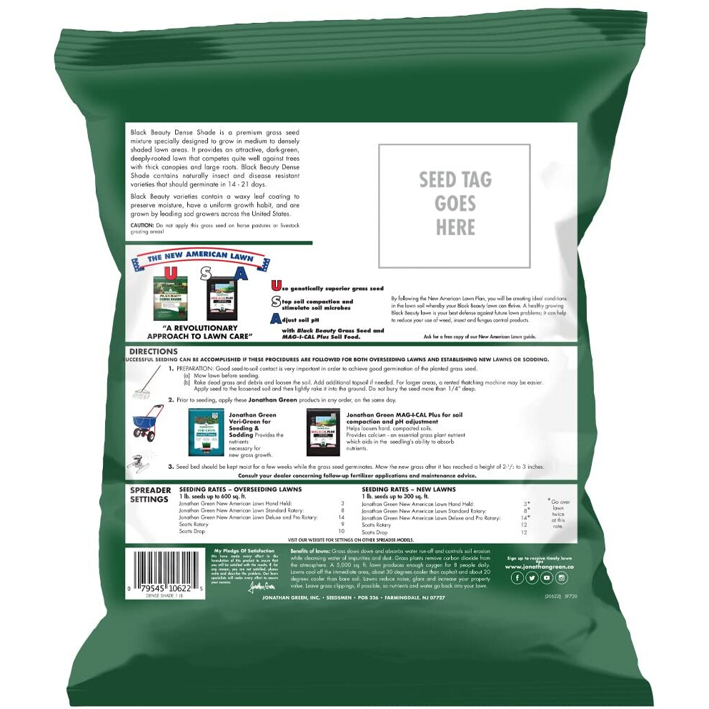 Jonathan Green (10622) Black Beauty Dense Shade Grass Seed - Cool Season Lawn Seed (1 Lb)