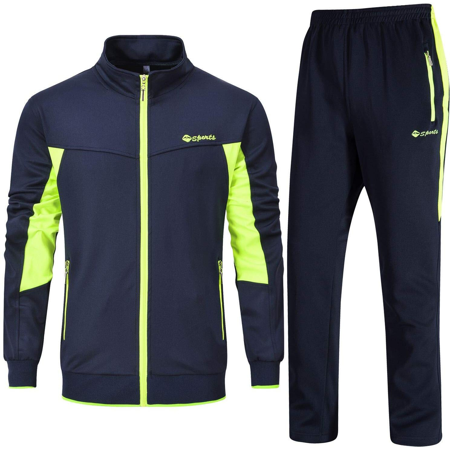 Rdruko Men's Jogging Suit 2 Piece Sportwear Sweat Suit Sets(Blue Green, Us L)