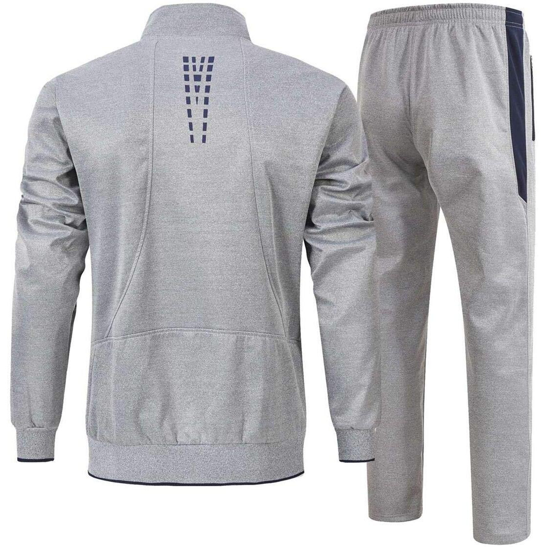 Rdruko Men's Tracksuit Athletic Full Zip Casual Sports Jogging Gym Sweatsuit(Grey,Us M)