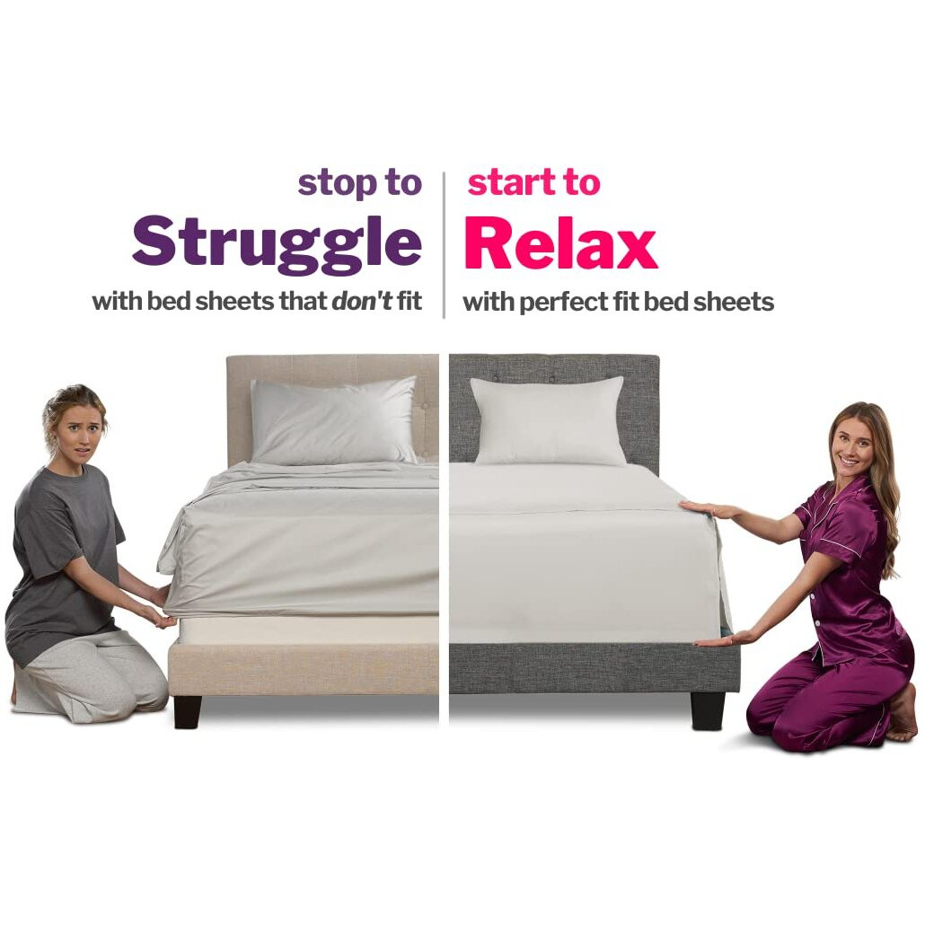 Extra Deep Pocket King Bed-Sheets - 4-Piece Includes 18   -21    Inch Super Extra Deep Pocket Fitted Sheet - Oversize Flat Sheet - 2 Zipper Closure Pillowcases - Perfectly Fit - King Size - Beige Cream
