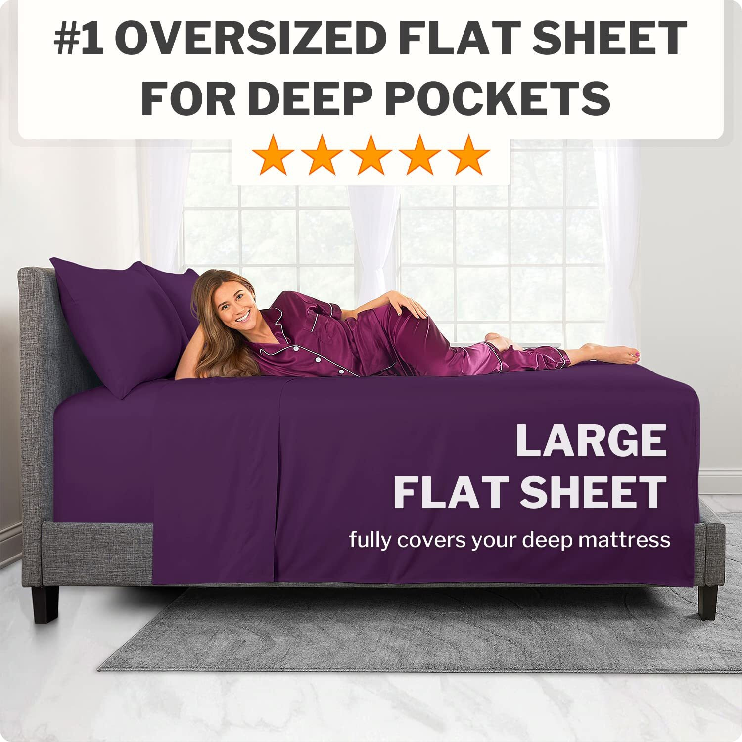 Twin Xl Sheets Deep Pockets - 21    Twin Xl Deep Pocket Sheets - [3 Piece Set] Oversize Flat Sheet, Fitted Sheet And 1 Zipperede Pillowcase - 18   -23    Pillow Top Mattress Extra Long Twin Sheets - Purple