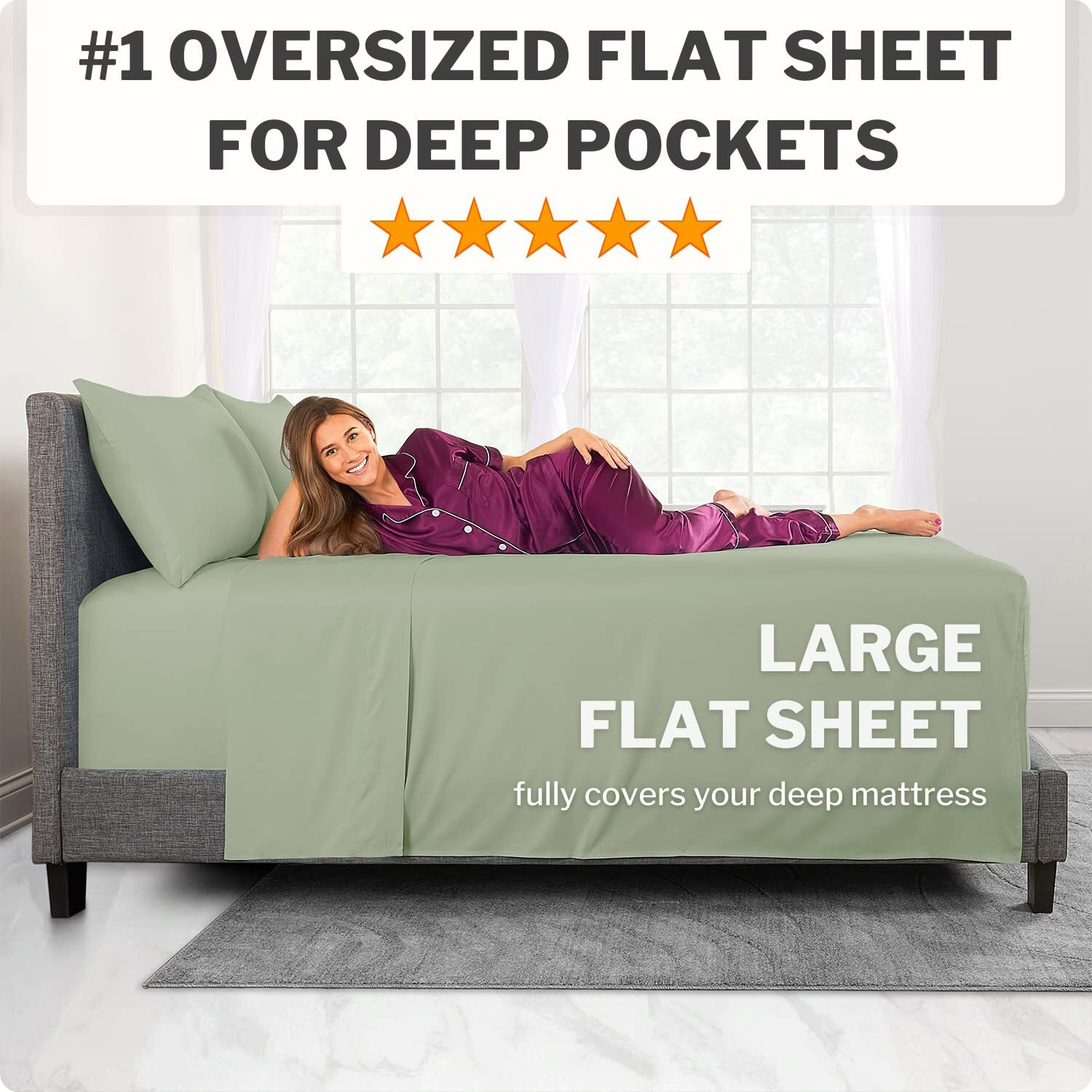 Queen Sheets Set Bed Sheets - Queen Bed Sheets Set Sheets For Queen Size Bed Bedding Sheets & Pillowcases - 16    Deep Pockets Fitted Sheet - Oversize Flat Sheet - 2 Zipper Closure Pillowcases - Green