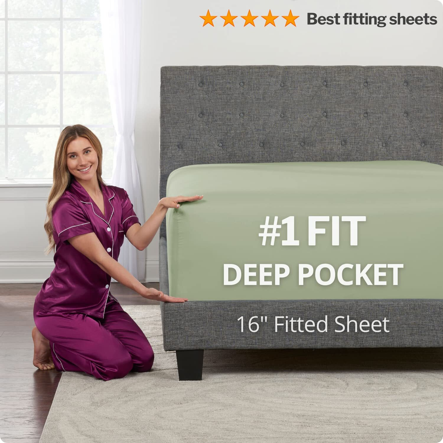 Queen Sheets Set Bed Sheets - Queen Bed Sheets Set Sheets For Queen Size Bed Bedding Sheets & Pillowcases - 16    Deep Pockets Fitted Sheet - Oversize Flat Sheet - 2 Zipper Closure Pillowcases - Green