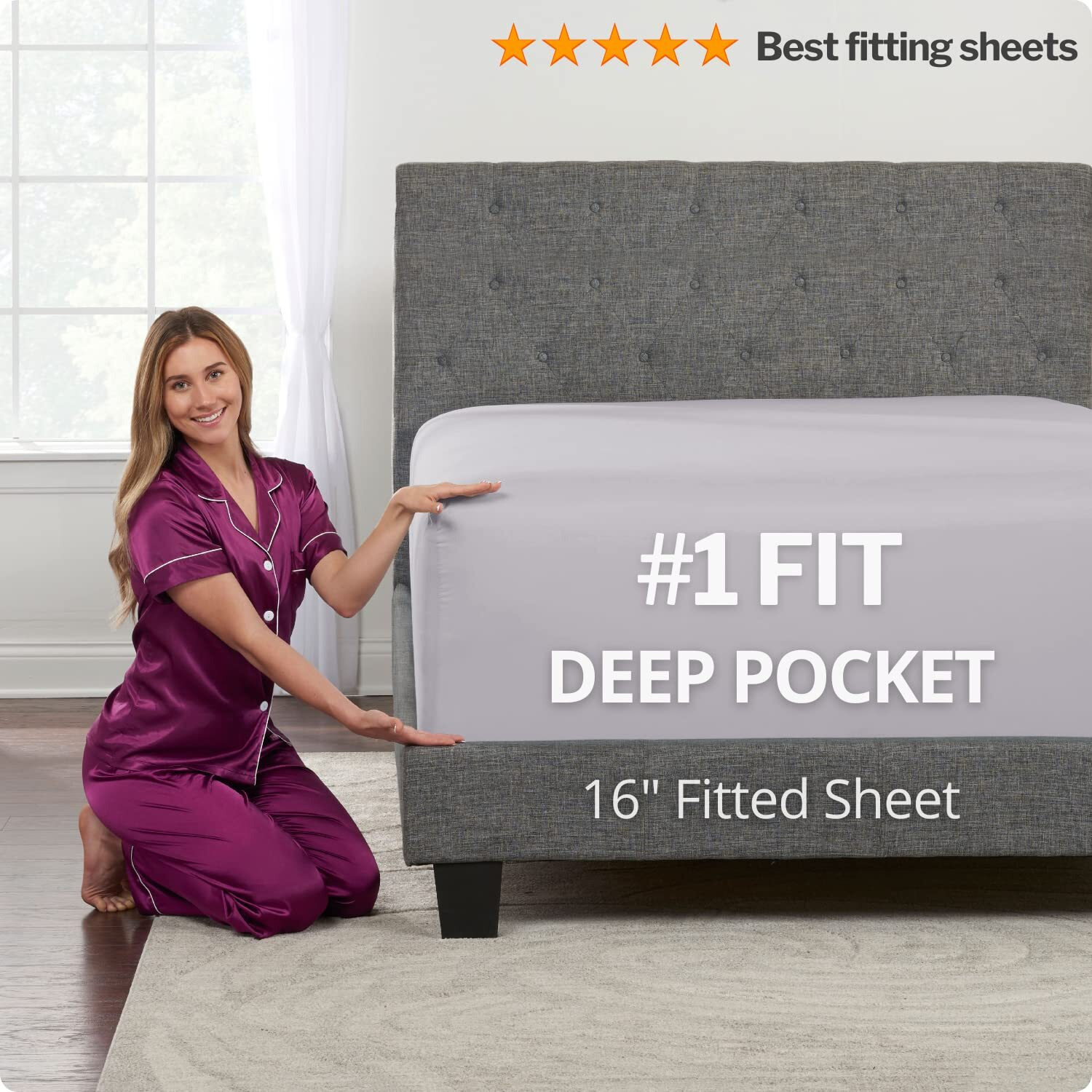 Twin Xl Sheets Sets - Bed Sheets Twin Xl Deep Pocket Sheets Xl Twin Sheets 3 Piece Set 16    Deep Pockets Fitted Sheet Perfectly-Fit - Oversize Flat Sheet - 1 Zipper Closure Pillowcase - Grey Lavender