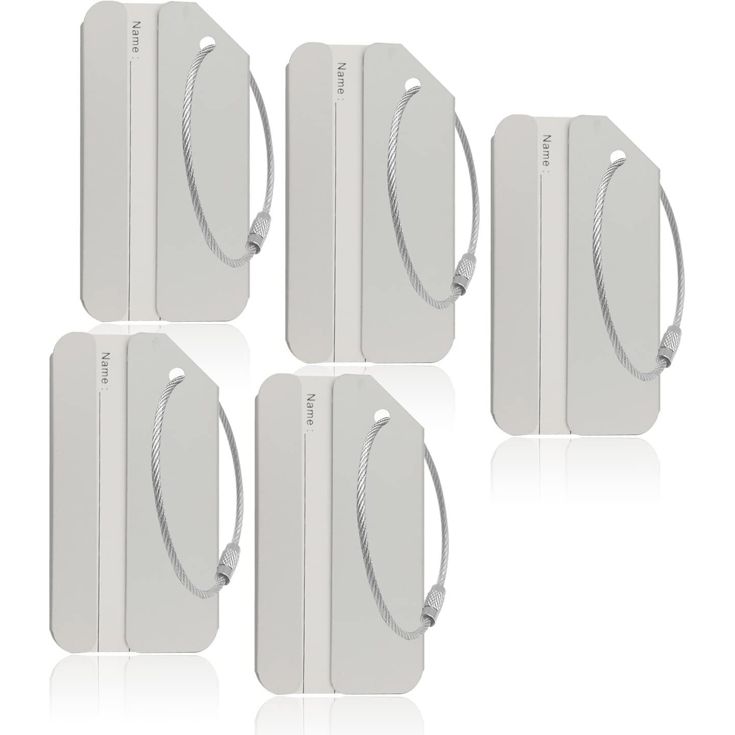 Aluminum Luggage Tags, Luggage Tag Holders For Travel Luggage Baggage Identifier By Ovener (5Pack Silver)