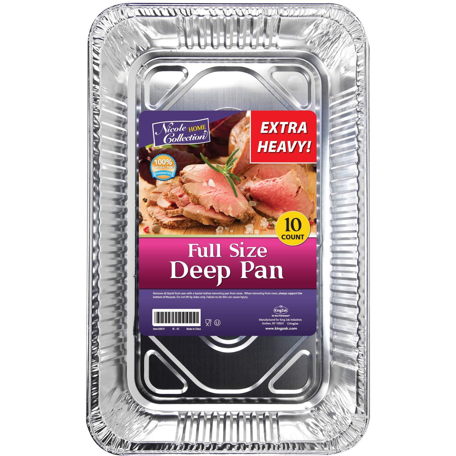 Aluminum Pans Full Size, Large Disposable Roasting & Baking Pan, 21"&quotX13"" Deep Foil Pans (10 Pack) Extra Heavy Duty Chafing Trays For Hotels, Restaurants, Caterers, Steam Table, Buffets & Bakeware