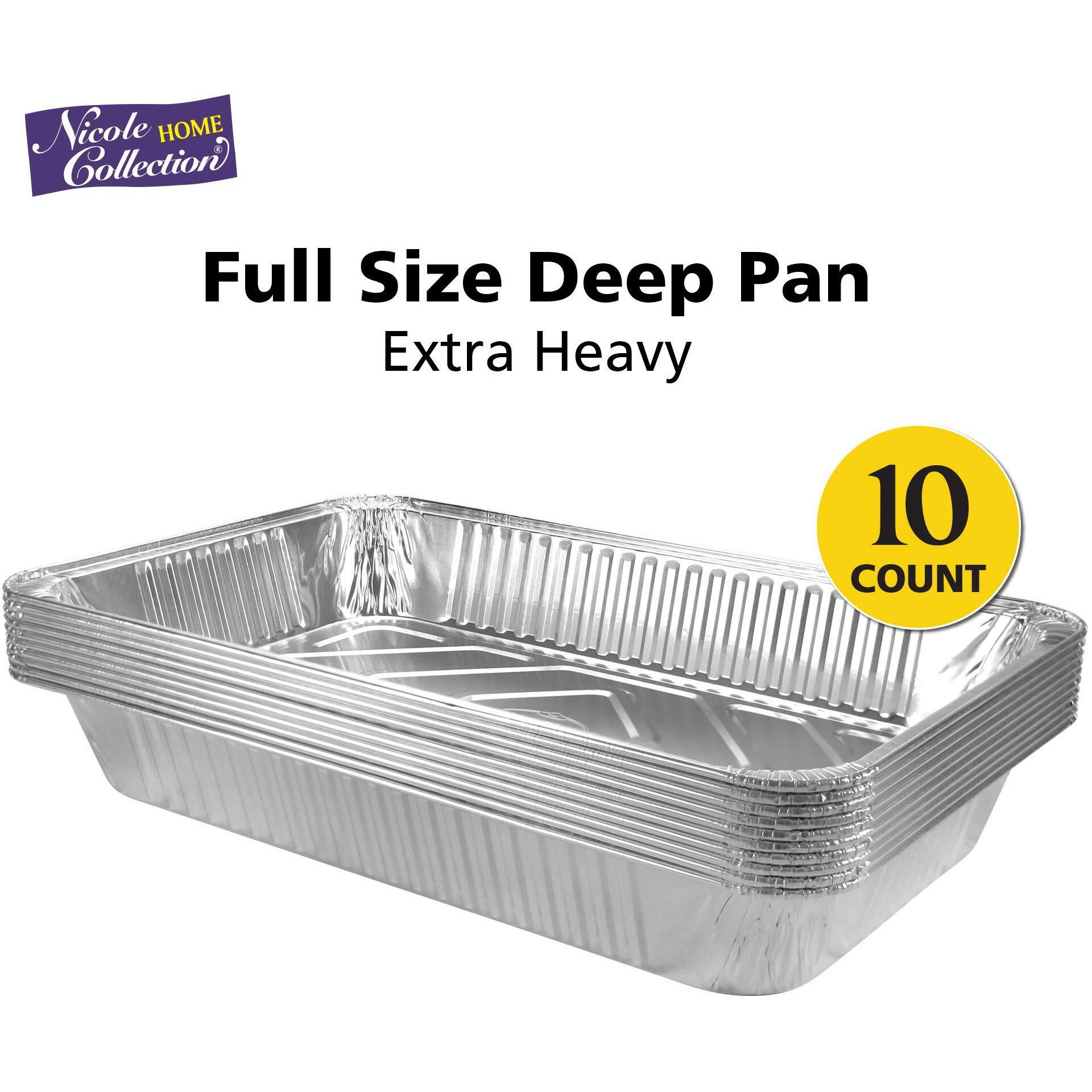 Aluminum Pans Full Size, Large Disposable Roasting & Baking Pan, 21"&quotX13"" Deep Foil Pans (10 Pack) Extra Heavy Duty Chafing Trays For Hotels, Restaurants, Caterers, Steam Table, Buffets & Bakeware