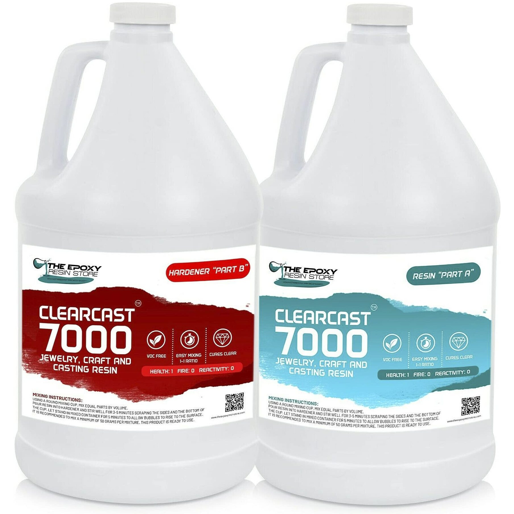 The Epoxy Resin Store Clearcast 7000 - Jewelry Craft, 2 Part Resin Kit, For Art, Small Castings And Decorative Applications, 1 Gallon Kit