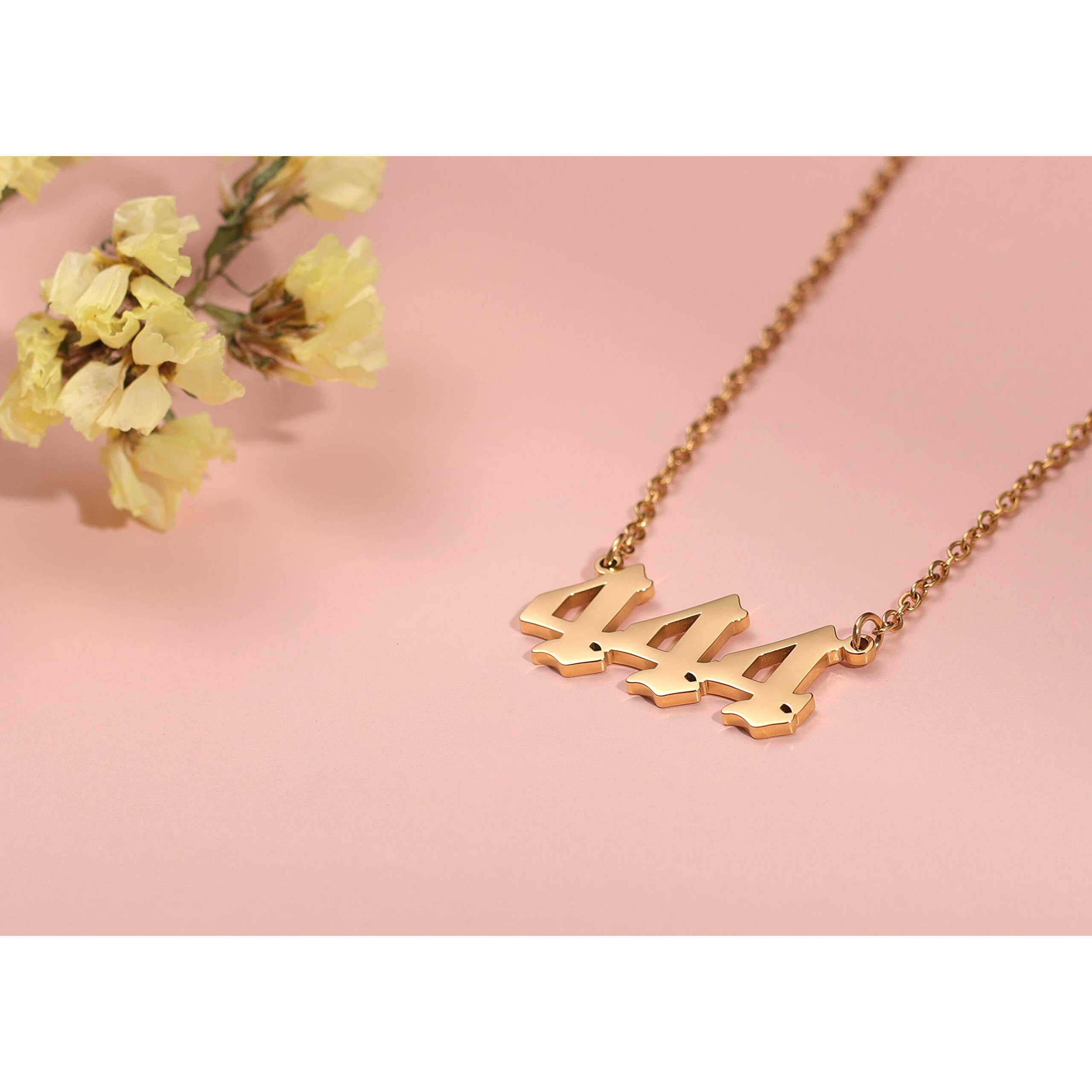 Tavuala Angel Number Necklace For Women, 18K Gold Plated 000 111 222 333 444 555 666 777 888 999 Necklace Numerology Jewelry (Gold, 333)