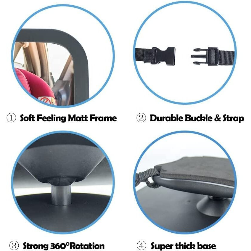Baby Car Mirror, Safety Car Seat Mirror For Rear Facing Infant With Wide Crystal Clear View, Shatterproof, Fully Assembled, Crash Tested And Certified