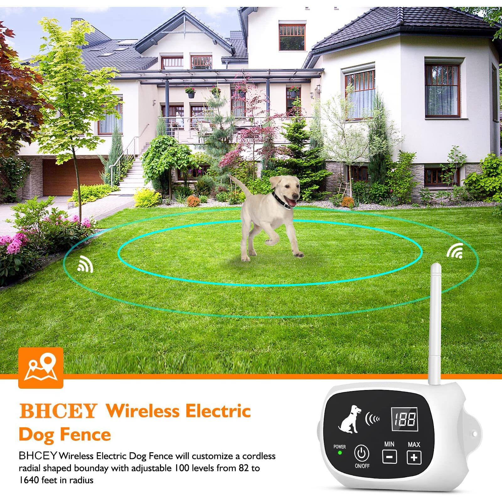 Wireless Dog Fence,2022 Electric Fence System For Stubborn Dog,Wireless Dog Boundary Containment System,Rechargeable Training Collar,Large Signal Range Of 80-1640Ft,Suitable For Large & Small Dogs