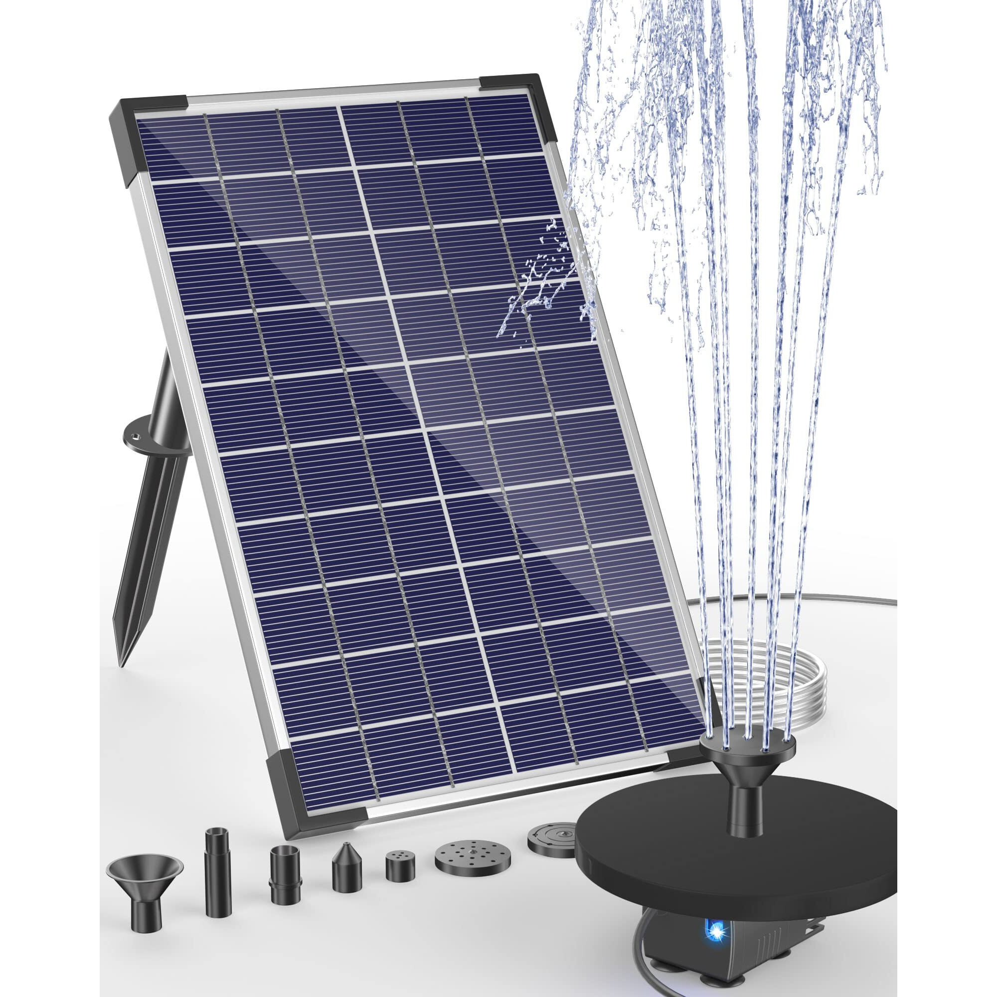 Biling Solar Water Pump For Bird Bath, 6.5W Solar Panel Kit Outdoor Solar Fountain With Diy 5Ft Tubing For Small Ponds Garden And Pool