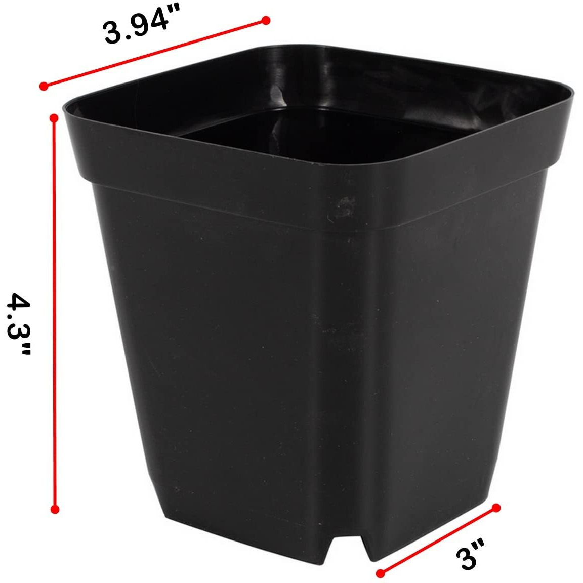 Grow-Green 10 Cm 4 Inches Square Nursery Pots 60P, Seedling Plastic Seeds Propogation Growing Pots Black, 60 Pack