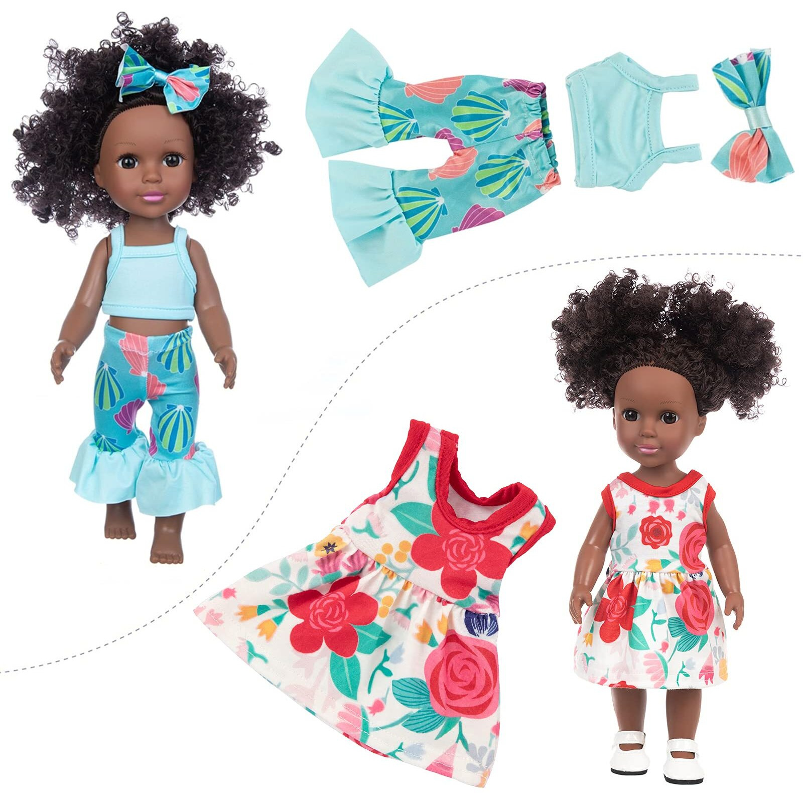 14.5 Inch Black Dolls And Black Baby Doll Clothes Accessories