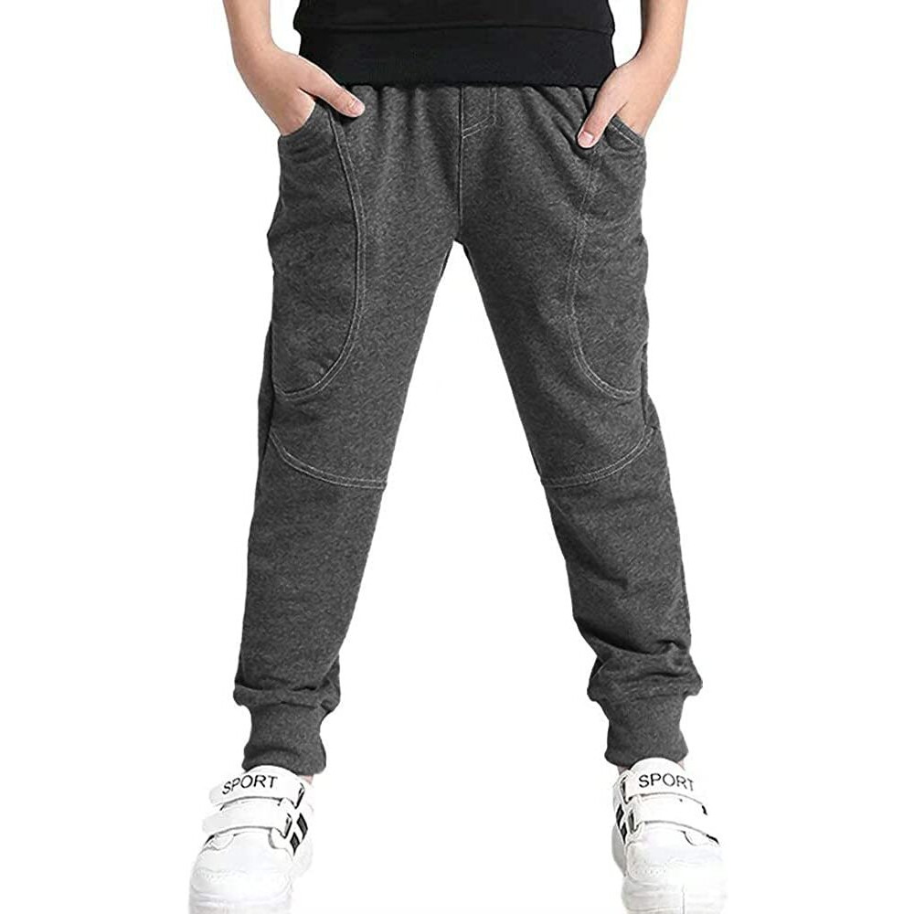 Binpaw Kids Cotton Pull On Active Sports Basic Jogger Sweat Pants For Little Boys & Big Boys, Dark Grey, Age 14T-16T (14-16 Years)  Tag 180