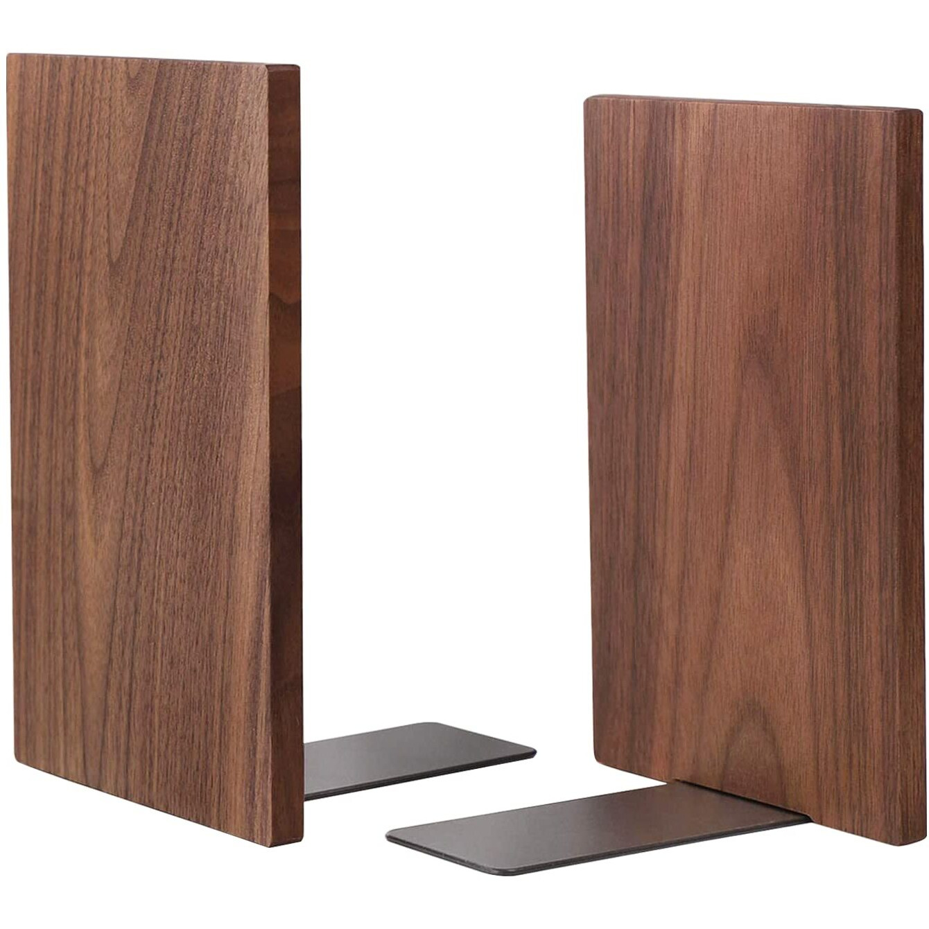 Muso Wood Handmade Walnut Book Ends, Non-Skid Bookends For Shelves, Large Sturdy Book Ends For Heavy Books, Decorative Book Shelf (1 Pair)