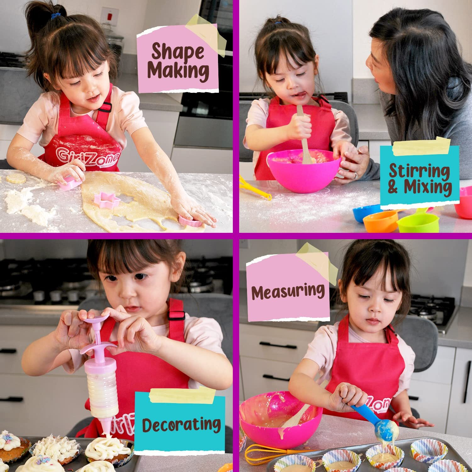 Girlzone Little Baker's Bakery Set, 40Pc Kids Baking Set With Baking Utensils For Kids, Apron And Recipes To Make Yummy Baked Goods, Great Gift Idea